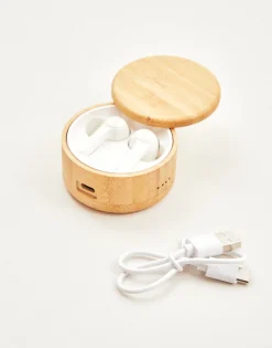 Airpods Caja Bambú Redonda