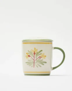 Taza Cerámica Con Filtro Flores